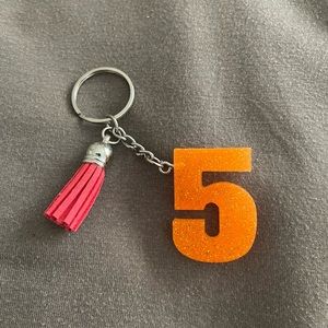 Handmade Number "5" Keychain